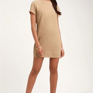 Lulu’s Shift and Shout Beige Shift Dress